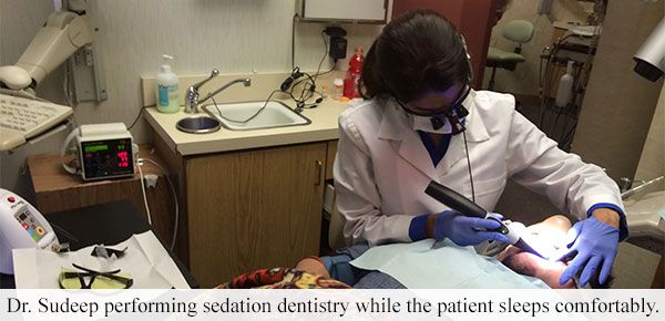 Dr. Sudeep performing sedation dentistry while the patient sleep comfortably at Santa Teresa Dental Center in San Jose. 